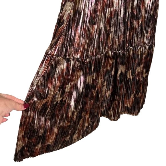 Ba&sh NEW Women's Metallic Poly Violet Tiered Pleated Midi Skirt Size 8 - Picture 8 of 16